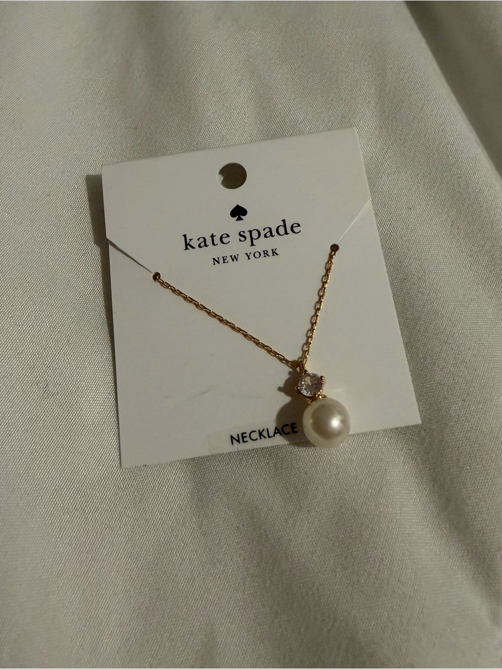 kate spade Pearls of Wisdom Mini Pendant Necklace Gold Pearl Diamond
